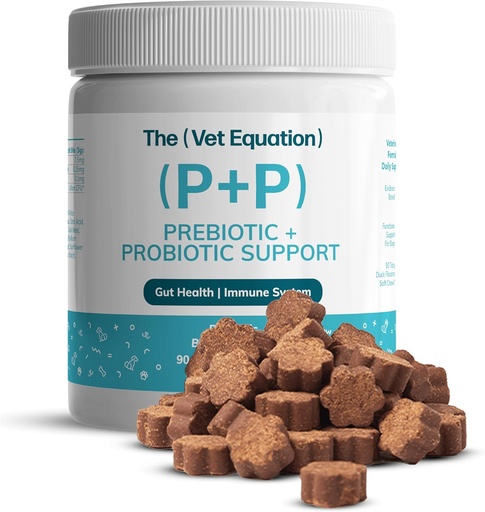 [BRSRAHD7CENRG23U] Prebiotic & Probiotic for Dogs – Digestive & Gut Health Chews – Natural Duck Flavor, 90 Count – with Bacillus Subtilis, Vitamin B12 & Folic Acid – Supports Immune & Digestive Health