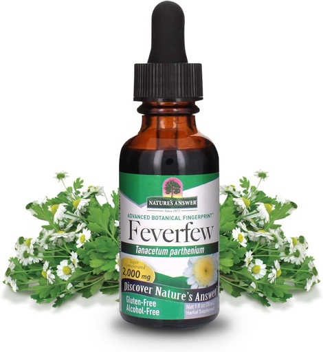[BRSWIZYMO4IWGYLC] Nature's Answer Alcohol-Free Feverfew 2000mg 1oz Extract | Promotes Overall Well-Being | Source of Parthenolide | No Artificial Flavors or Preservatives | Single Count