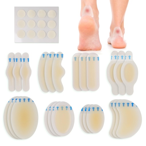 [BRSWYYY2DNYWAYDL] LotFancy Blister Bandages for Feet, 24 Blister Pads and 12 Acne Patches | 8 Size Hydrocolloid Bandage, Waterproof Seal Gel Blister Cushion Variety Pack for Toes Protection, Heel Blister Prevention