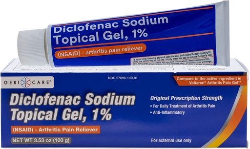 [BRSW2FAQAB6GM33D] Topical Arthritis Pain Relief Gel Diclofenac Sodium 1% (NSAID) by GeriCare- Hand Wrist Elbow Foot Ankle Knee Extra-Strength Arthritis Pain Reliever- Anti-inflammatory Arthritis Pain Treatment- 3.53oz