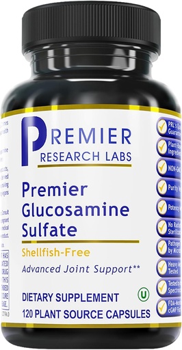 [BRSW2YD2AENBQFI7] Premier Research Labs Glucosamine Sulfate - Shellfish Free Glucosamine Sulfate Capsules for Joint Support, Connective Tissue Health, 750 mg Per Serving, Vegan Friendly - 120 Vegetarian Capsules