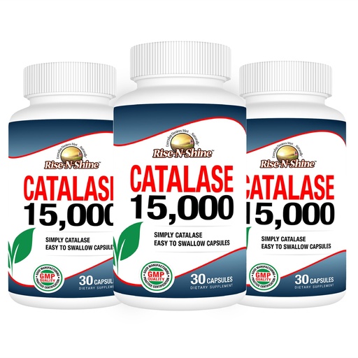 [BRSWYCD4BEBRUA33] Rise-N-Shine Catalase Supplement 15,000 - Powerful Antioxidant Enzyme for Hair Health - Hair Supplements for Strong Hair - 90 Capsules - Pack of 3 Full Size Bottles (90-Day Supply)