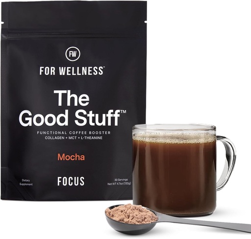 [BRSROZYOOF4A4DQZ] For Wellness The Good Stuff Focus – Mocha Coffee Booster | Nootropic Collagen Creamer with MCTs for Focus, Energy & Wellness | Non-Dairy, Keto-Friendly, 30 Servings