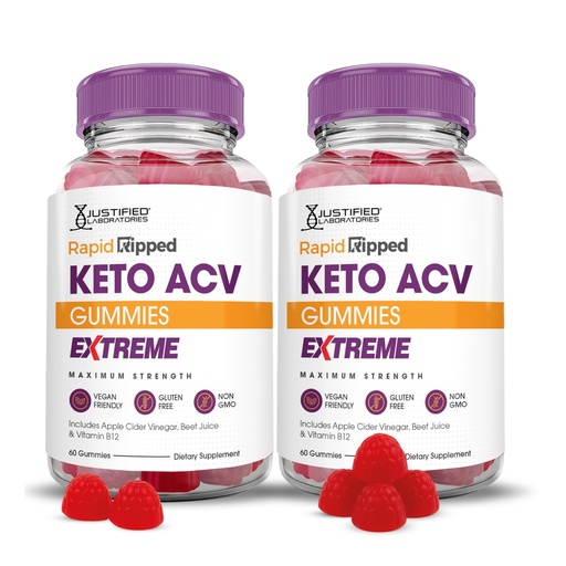 [BRSRA2Q3CN6GO234] Justified Laboratories Rapid Ripped Keto ACV Gummies Extreme (2000 mg) - 60 Count, Pack of 2 - Made with the Mother & Vitamin B12 - Non-GMO, Vegan, Gluten Free - 60 Servings