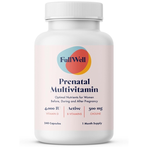 [BRSROZIFCMCBM2DU] FullWell Women's Prenatal Multivitamin - Healthy Pregnancy Support - Contains Choline & Folate - Supports Fetal Growth & Brain Development* - 240 Count (30 Servings)