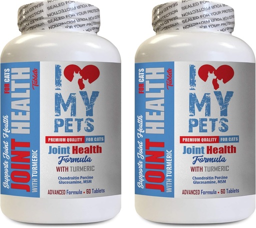 [BRSWGH3QAABRUDLH] I LOVE MY PETS LLC Joint Supplements for Cats - Cats Joint Health with Turmeric - Powerful Formula - VETS Choice - Calcium Supplement for Cats - 2 Bottles (120 Treats)