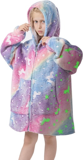 [BRSROZT3BUIBUG3B] MeMoreCool Wearable Blanket Kids Blanket Hoodie, Hooded Blanket Kids Comfy Blanket Sweatshirt, Toddler Blanket with Hood