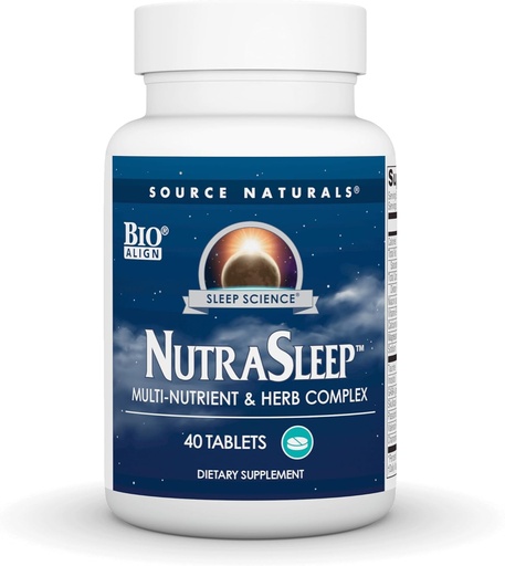 [BRSWIYT3OMAGGFA3] Source Naturals NutraSleep, Melatonin-Free Multi-Nutrient & Herb Complex, Vegetarian Formula for Relaxation Support - 40 Tablets