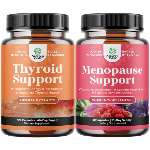 [BRSRAZY2OABB6HQ4] Bundle of Herbal Adrenal and Thyroid Support Complex - Mood Enhancer Energy Supplement for Thyroid Health and Complete Herbal Menopause Supplement for Women for Night Sweats Mood and More