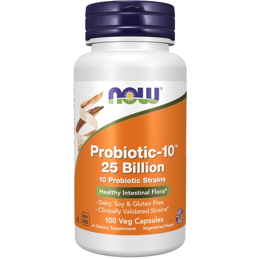 [BRSWIHTYAQARSFY5] NOW Foods Supplements, Probiotic-10™, 25 Billion, with 10 Probiotic Strains, Dairy, Soy and Gluten Free, Strain Verified, 100 Veg Capsules