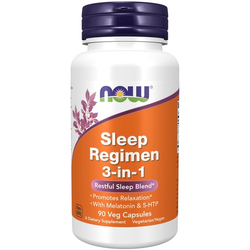 [BRSWYZY6OIJQM3LB] NOW Foods Supplements, Sleep Regimen 3-In-1, With Melatonin, 5-HTP and L-Theanine, Restful Sleep Blend*, 90 Veg Capsules