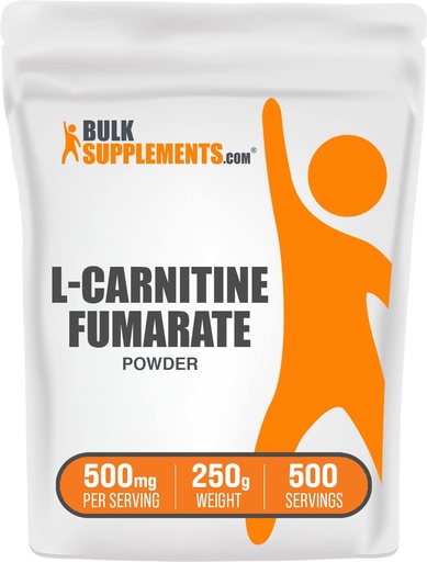[BRSWKZT6A4DBC2DK] BulkSupplements.com L-Carnitine Fumarate Powder - Carnitine Supplement, Sports Nutrition, L-Carnitine 500mg - Gluten Free, 500mg per Serving, Gluten Free, 250g (8.8 oz) (Pack of 1)