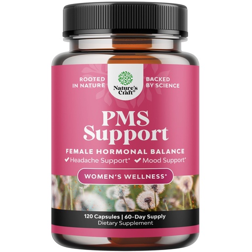 [BRSROYYZOQNGOHIZ] PMS Support Supplement for Women – Hormone Balance for Women & Menstrual Discomfort with DIM, Chasteberry, Black Cohosh & Ashwagandha - for Period Cramps Ease, Menopause Bloating, Mood Swing – 120 Ct