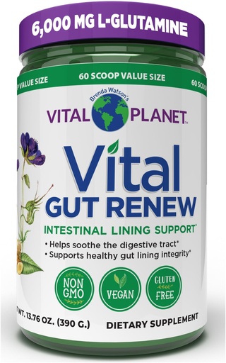 [BRSRA2Q6CECA2CTA] Vital Planet - Vital Gut Renew Powder Supplement for Leaky Gut Repair with L-Glutamine, Marshmallow and Ginger Root, DGL Licorice Root and Organic Aloe Vera, L Glutamine 6000mg 13.76 oz
