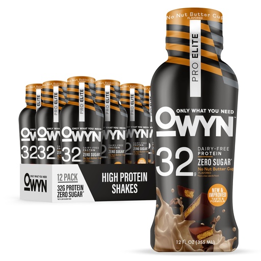 [BRSWYBQDO4CQK2DD] OWYN Only What You Need Pro Elite No Nut Buttercup Flavored Protein Shake, 32g Protein, 0g Sugar, High Protein, Dairy Free, Gluten Free, Plant Based Protein Drink, 12 Count