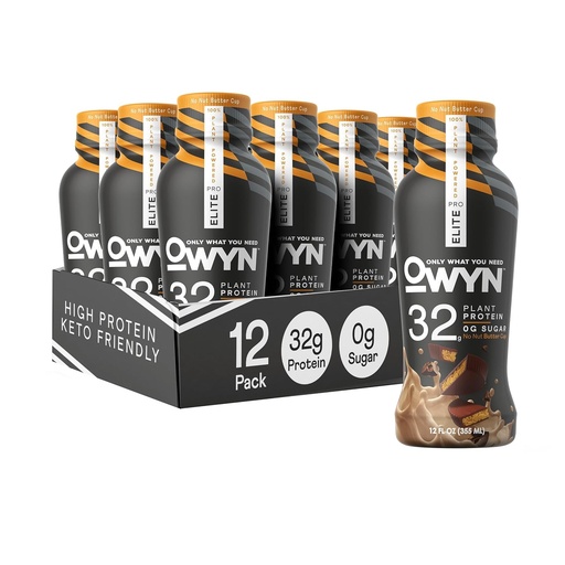 [BRSWYBQDO4CQK2DD] OWYN Only What You Need Pro Elite Vegan Plant Based High Protein Keto Shake, No Nut Butter Cup, Zero Sugar, 32g Protein, Omega-3, Prebiotics, Superfoods Greens for Workout and Recovery, 0g Net Carbs