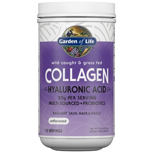 [BRSW2GIKBBYQACL3] Garden of Life Marine & Grass-Fed Collagen Peptides Powder Supplement (Type I, III) with Probiotics, BCAAs & Hyaluronic Acid for Radiant Hair, Skin & Nails – Unflavored, 20g per serving, 12 Servings