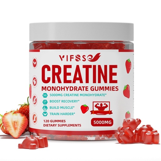 [BRSROAT3CUHGCFAV] VIFSSG Creatine Monohydrate Gummies 5 g for Men & Women, 120 Sugar Free Gummies with 200 Mg Magnesium Glycinate, 200 Mg L-Threonate for Muscle Support, Energy Boost