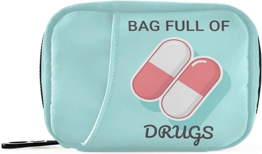 [BRSRMFI3DEPGCAL6] Naanle Medical Pill Box 7 giorno Case Bag organizzatore di viaggio con Zipper portatile Formato settimanale compatto per il supporto supplemento di vitamina A Cartoon Blu 4.6 x 3.14 x 1.88 pollici, 1,0 conte
