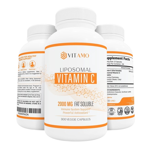 [BRSWYGQOOUMAYADO] Liposomal Vitamin C 2000mg | Superior Delivery System | 300 Capsules Immune Support & Collagen Booster | High Absorption Ascorbic Acid, High Dose Vitamin c, Zero Soy, 100% Non–GMO