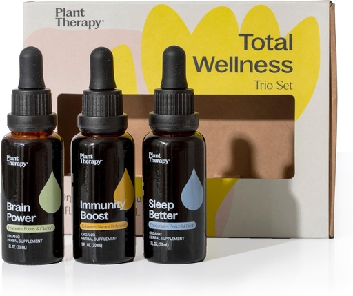 [BRSRAYL2DINBO3Q4] Plant Therapy Total Wellness Trio Set 30 mL Each of Immunity Boost, Brain Power & Sleep Better