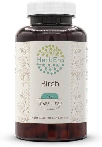 [BRSWGCAOOZ6AI3AU] HerbEra Birch 120 Capsules, 500 mg, Made with Birch (Betula Pendula) Dried Leaf (120 Capsules)