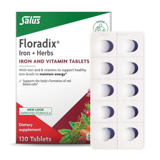 [BRSWKH35CEDWYETV] Floradix Iron Tablets - Iron Supplement with B Vitamins, Folic Acid, Vitamin C & More - Energy Support - Vegetarian & Gluten-Free - 120 Tablets (120 Servings)