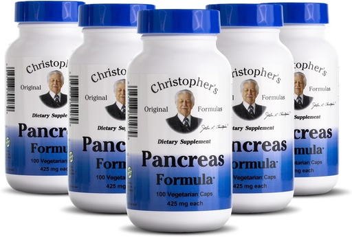 [BRSWIYYMOIFAMFLI] Christopher's Original Formulas Pancreas Formula - Pancreas Cleanse Detox & Onarım - Digestive Health için Probiyotikler - 5 Paket