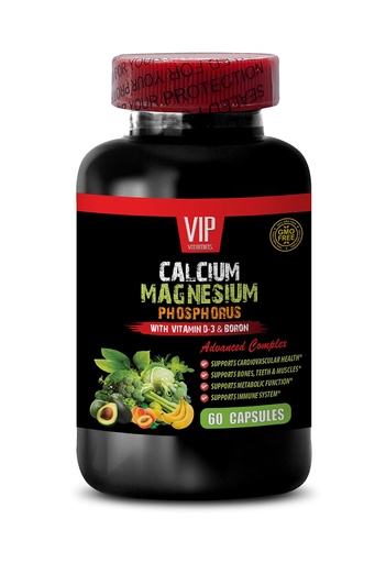 [BRSRMYYDCJ7QEALG] Calcium Magnesium Supplement - Calcium Magnesium Phosphorus with Vitamin D-3 & Boron - Healthy Bones Magnesium, Calcium for Women, Magnesium for Men, Bone Strength Supplements, 1 Bottle 60 Capsules