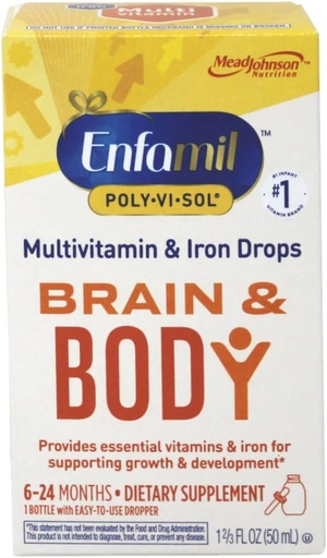 [BRSWIBYRC55RUD32] Enfamil Poly Vi Sol Multivitamin טיפות עם ברזל - 50 mL בקבוק