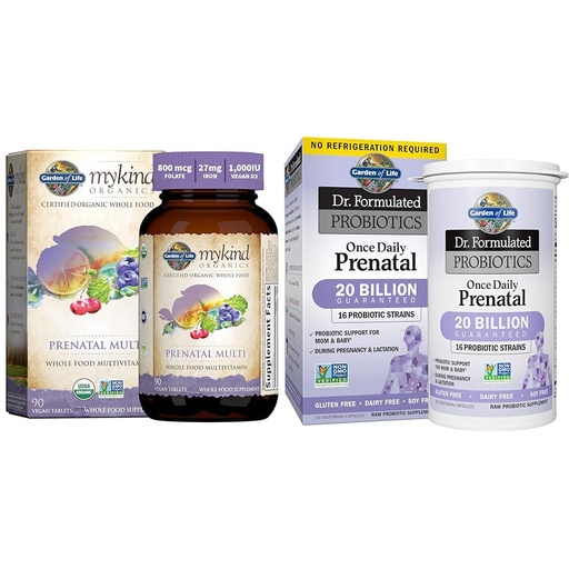 [BRSROAIKDJ6GAYDO] Garden of Life Women’s Prenatal Multivitamin with Vitamin D3, B6, B12, C & Iron & - Dr. Formulated Probiotics Once Daily Prenatal