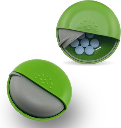 [BRSRAADQCICQKYDD] Round Travel Pill Organizer - Portable Small Pill Box for Purse - Compact, Leak-Proof Medicine Container for Pills, Vitamins, Fish Oil, Supplements - BPA-Free, Durable Design, 2,75 дюйма Green