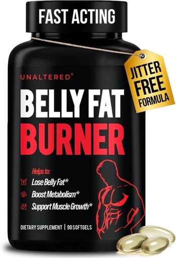 [BRSWGZAODNYRGFDJ] UNALTERED Belly Fat Burner for Men - Natural Weight Loss Pills to Support Reduced Body Fat, Preservation of Lean Muscle Mass, and a Healthy Metabolism - CLA Dietary Supplement - 90 Softgel Capsules