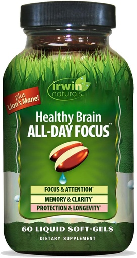 [BRSROGQ2BN7WMF3Z] Irwin Naturals Healthy Brain All- Day Focus - 60 Liquid Soft- Gels - Növeli a mentális teljesítmény & Promotes Long- Term Brain Health - 30 szolgáltatás
