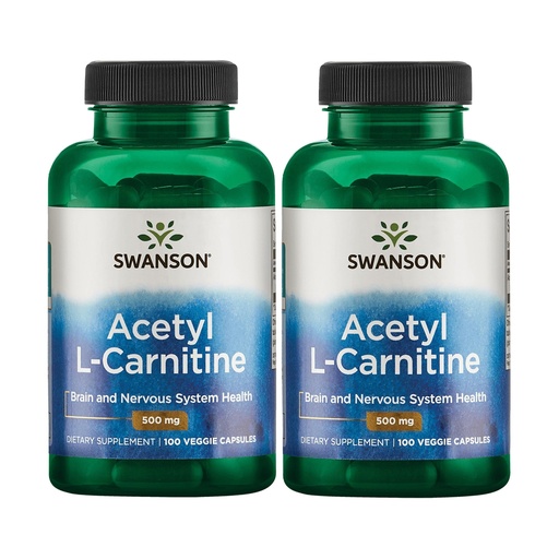 [BRSWGFD3BUBRYYAV] Swanson Acetyl-L-Carnitine - Amino Acid Supplement Promoting Cognitive Health & Muscle Support - Natural Formula May Promote Nervous System Health - (100 Veggie Capsules) (2 Pack)