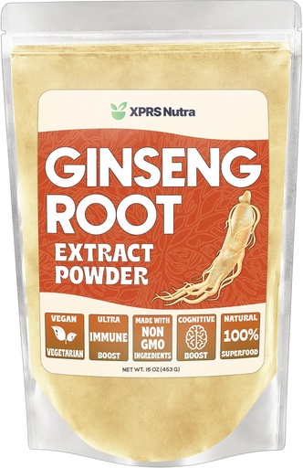 [BRSW2ZT4DEPBAH34] XPRS Nutra Ginseng Root Extract Powder - Ginseng Powder Supports Cognitive Function, Physical Performance, and Immune System - Vegan Friendly Panax Ginseng in Powder Form (16 Ounce)