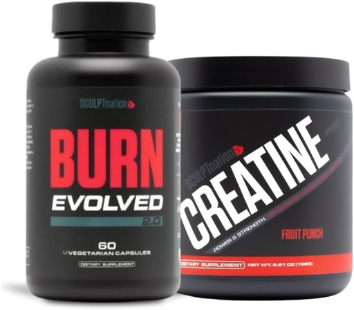 [BRSROAY3C56GKF3V] Sculpt Nation by V Shred Burn Evolved 2.0 and Premium Creatine Fruit Punch Powder Bundle