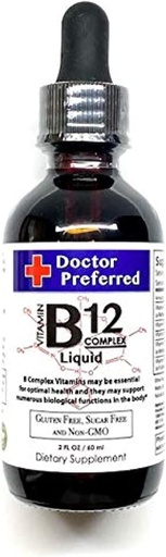 [BRSWGBIRBFYQE3DZ] Vitamin B12 Complex Liquid Sublingual Drops Fast Absorption B2, B3, B5, B6 and B12. 2 fl oz - 60 Day Supply