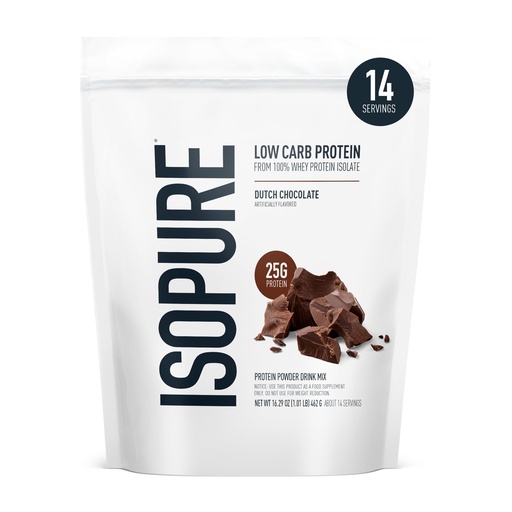 [BRSWIZT6OUPBOCD6] Isopure Low Carb 100% Pure Whey Isolate Protein Powder, Gluten Free, With Vitamins, Dutch Chocolate, 25g Protein Per Serving, 1 Lb, 14 Servings (Packaging May Vary)