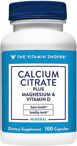 [BRSWIYTYOEDRAYA7] Calcium Citrate+Magnesium&Vitamin D,Multi-Mineral Bone Health Supplement,Vitamin D Aids Absorption, Calcium 999mg, Magnesium 567mg, Vitamin D 612IU per Daily dose (100 Capsules) by The Vitamin Shoppe