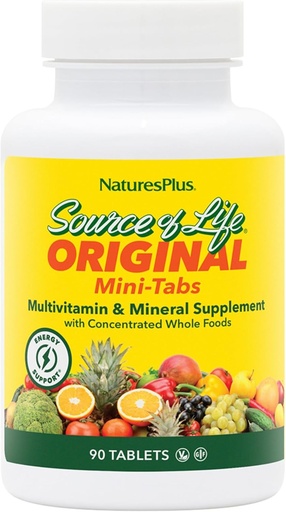 [BRSWIY3YAUIGG33K] Natures Plus Source of Life - 90 Mini-Tabs - Multivitamin & Mineral Supplement - Supports Natural Energy & Overall Well-Being - Gluten Free, Vegetarian - 15 Total Servings