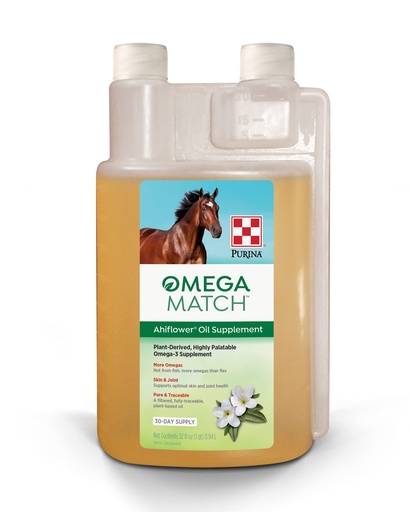 [BRSW2YAOOUJQYF3B] Purina | Omega Match Ahiflower Oil Horse Supplement | 32 Ounce (32 OZ) Bottle