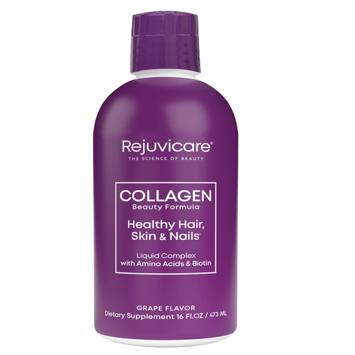 [BRSWIZYPAIAWK2L2] Rejuvicare Liquid Collagen Beauty Formula with Amino Acids, Protein and Biotin, Delicious Grape Flavor, Purple 16 oz ,32 servings