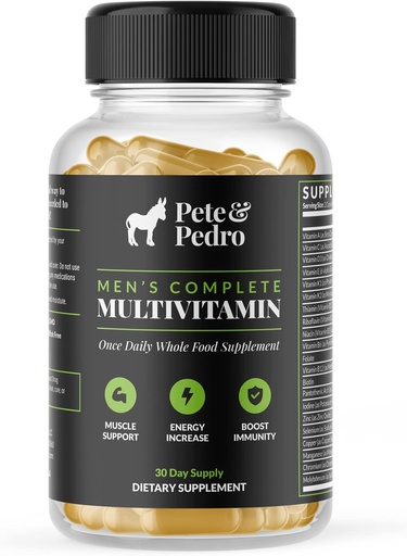 [BRSW2CYQOF7RQH3X] Pete & Pedro Men 's Complete Once Daily Whole Food Multivitamins CLAS124; dodatek k pomoci s podporou svalů, energie & imunita CLAS124; Non-GMO, přírodní, Made in USA l Jak je vidět na Shark Tank, 30 Day Supply