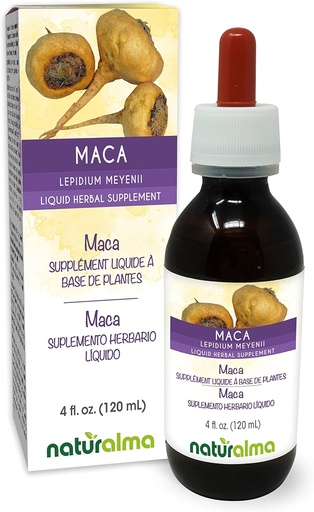 [BRSWYCTYAUNQI2Q7] Naturalma Maca eller Peruvian Ginseng (Lepidium meyenii eller L. peruvianum) Root Alkoholfri tinktur - 4 fl oz Liquid Extract i droppar - Herbal Supplement - Vegan