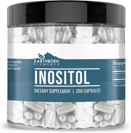 [BRSRMCYOBYBR6DYY] Earthborn Elements Inositol 200 Capsules, Pure & Undiled, No Wordss