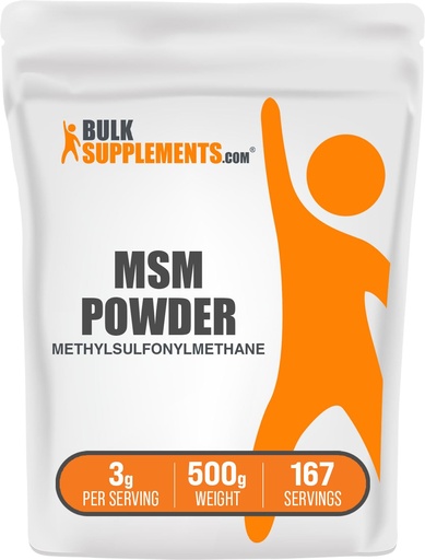 [BRSWIEYQPJ4GCG3G] BulkSupplements.com MSM Powder - Methylsulfonylmethane, MSM Supplement, Nutritional Supplement - Gluten Free, 3g per Serving, 500g (1.1 lbs) (Pack of 1)