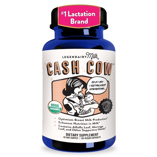 [BRSWYZQYO4MRUC3Z] Legendairy Milk Cash Cow Lactation Supplement, Moringa, Alfalfa, and Goat's Rue Breastfeeding Supplement for Milk Supply Increase, Fenugreek-Free, Certified Organic, Vegan, Non-GMO, 60 Capsules