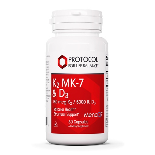 [BRSWG2Y5OUMQKHL5] PROTOCOL FOR LIFE BALANCE - K2 MK-7 and D3 - Vascular Health and Structural Support, Bone Strength, Appetite Suppressant, Natural Weight Loss, Supports Calcium Absorption - 60 Veg Capsules