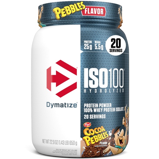 [BRSW22YDO4BQGH34] Dymatize x Cocoa Pebbles ISO100 Whey Protein Powder Isolate, 25g of Protein, 20 Servings, 5.5g BCAAs, 120 Cal., Gluten Free, 1g Fat, 1g Sugar, 2g Carb
